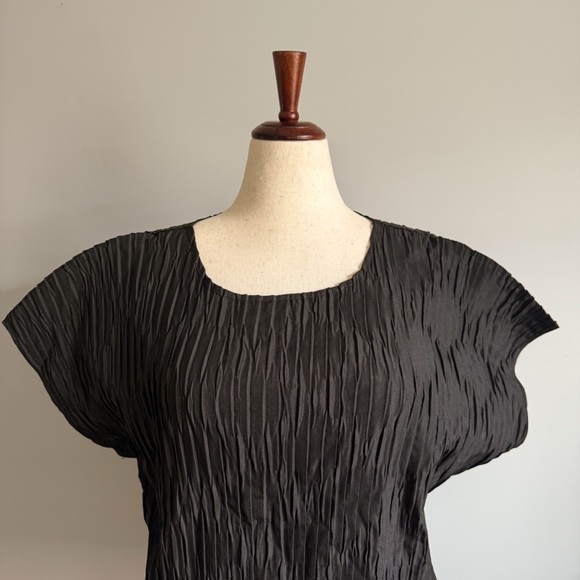Black Pleated Women's Top - Picture 3 of 4